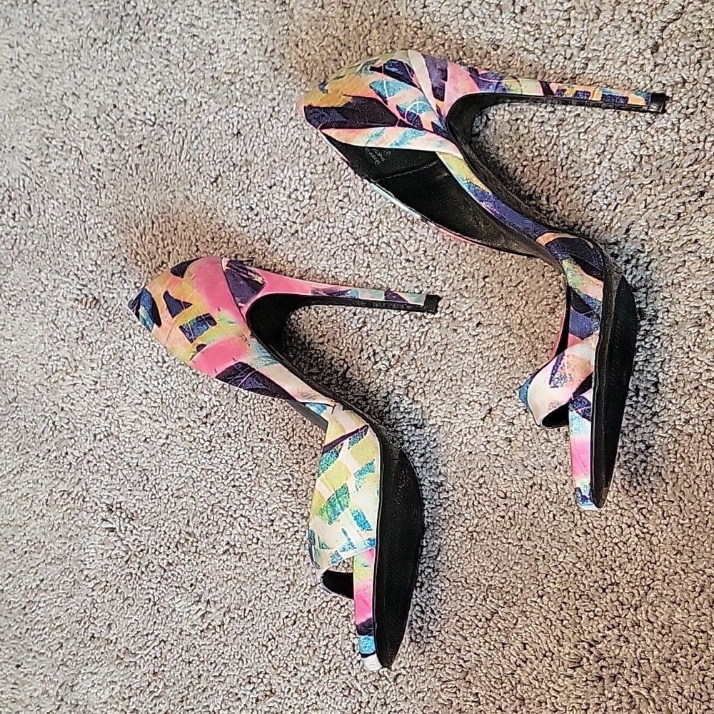 Call It Spring Multicolor Open-Toe Heels - Picture 3 of 5